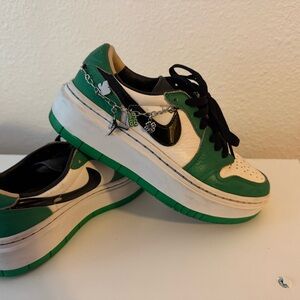 Kids Green and Black Sneakers with Charms